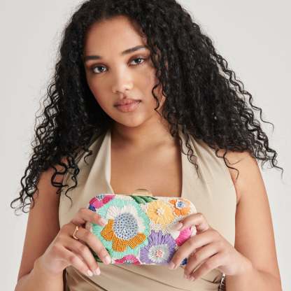 Daisy Clutch Pastel Multi Beaded