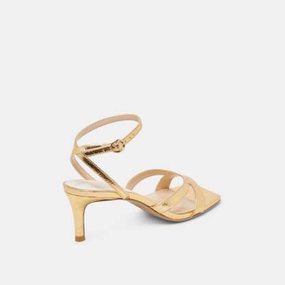 Becki Heels Gold Distressed Leather