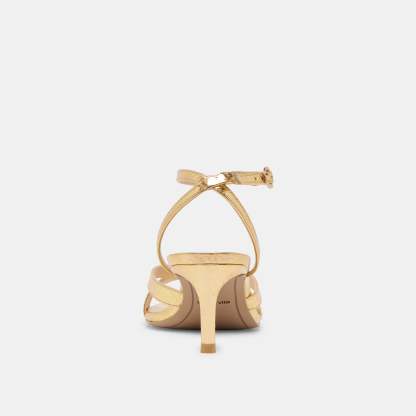 Becki Heels Gold Distressed Leather