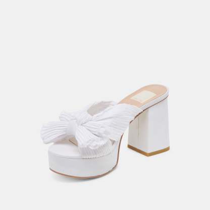 BLARE HEELS WHITE SATIN
