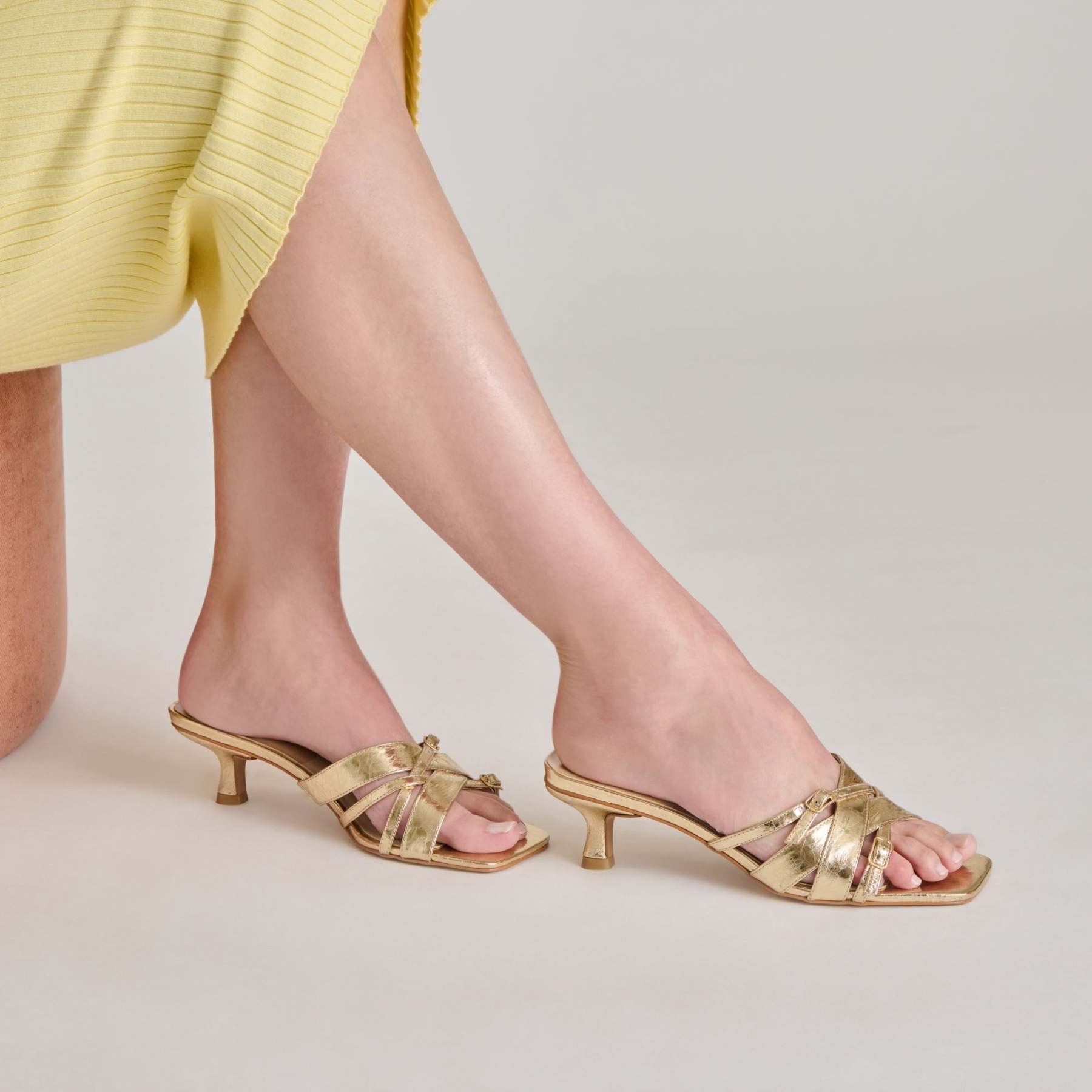 Bryant Heels Gold Distressed Leather