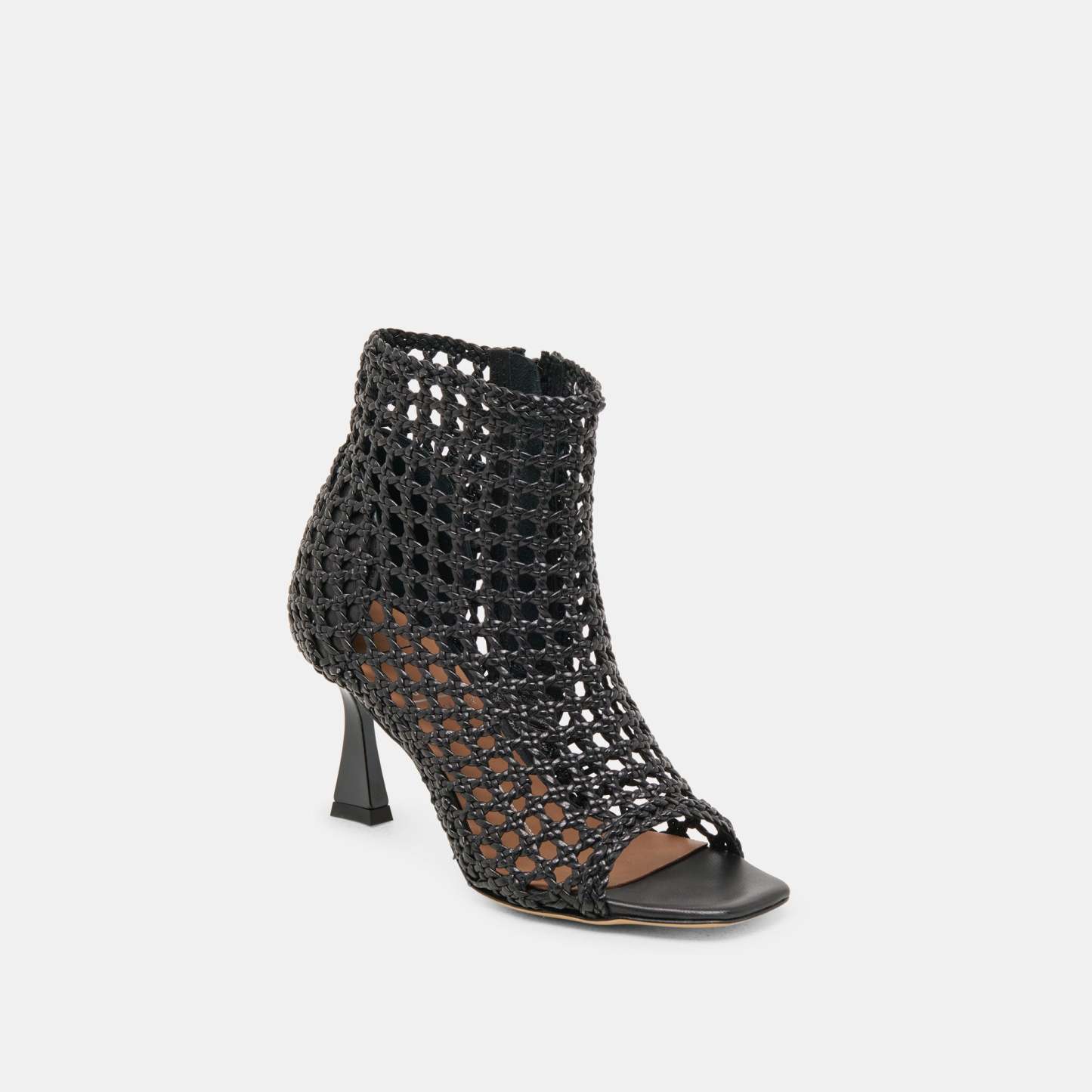 Quin Heels Black Woven Leather