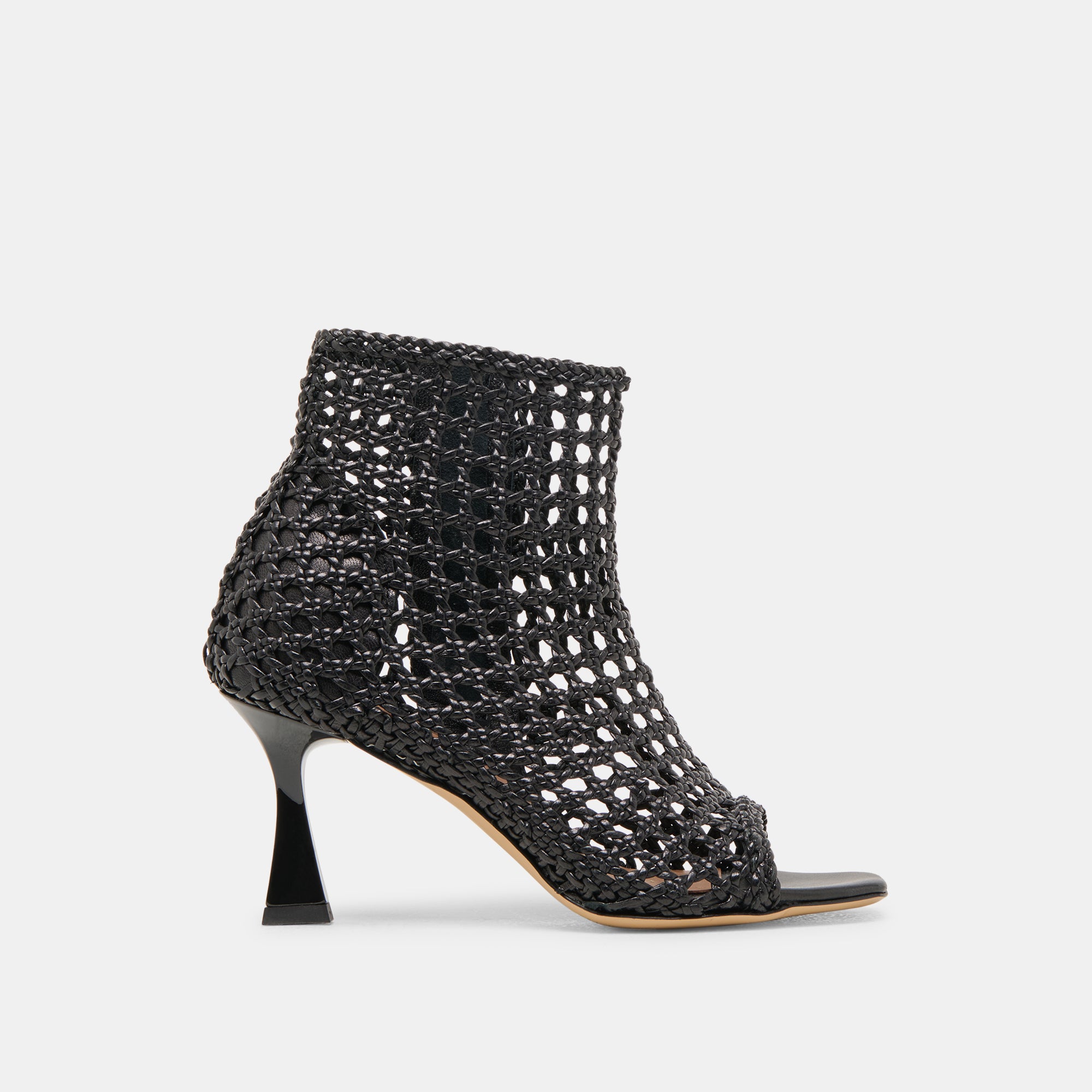 Quin Heels Black Woven Leather