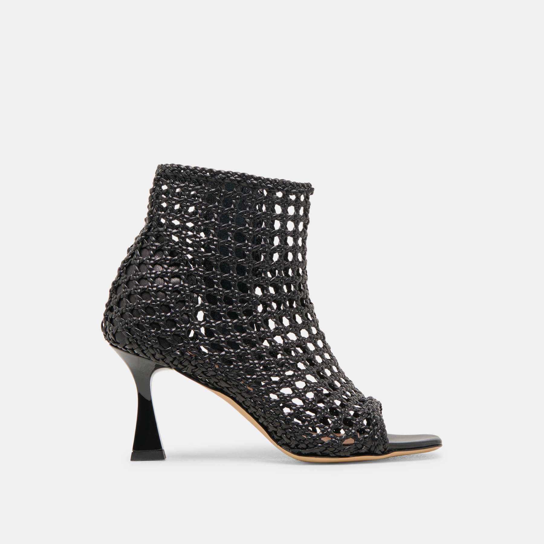Quin Heels Black Woven Leather