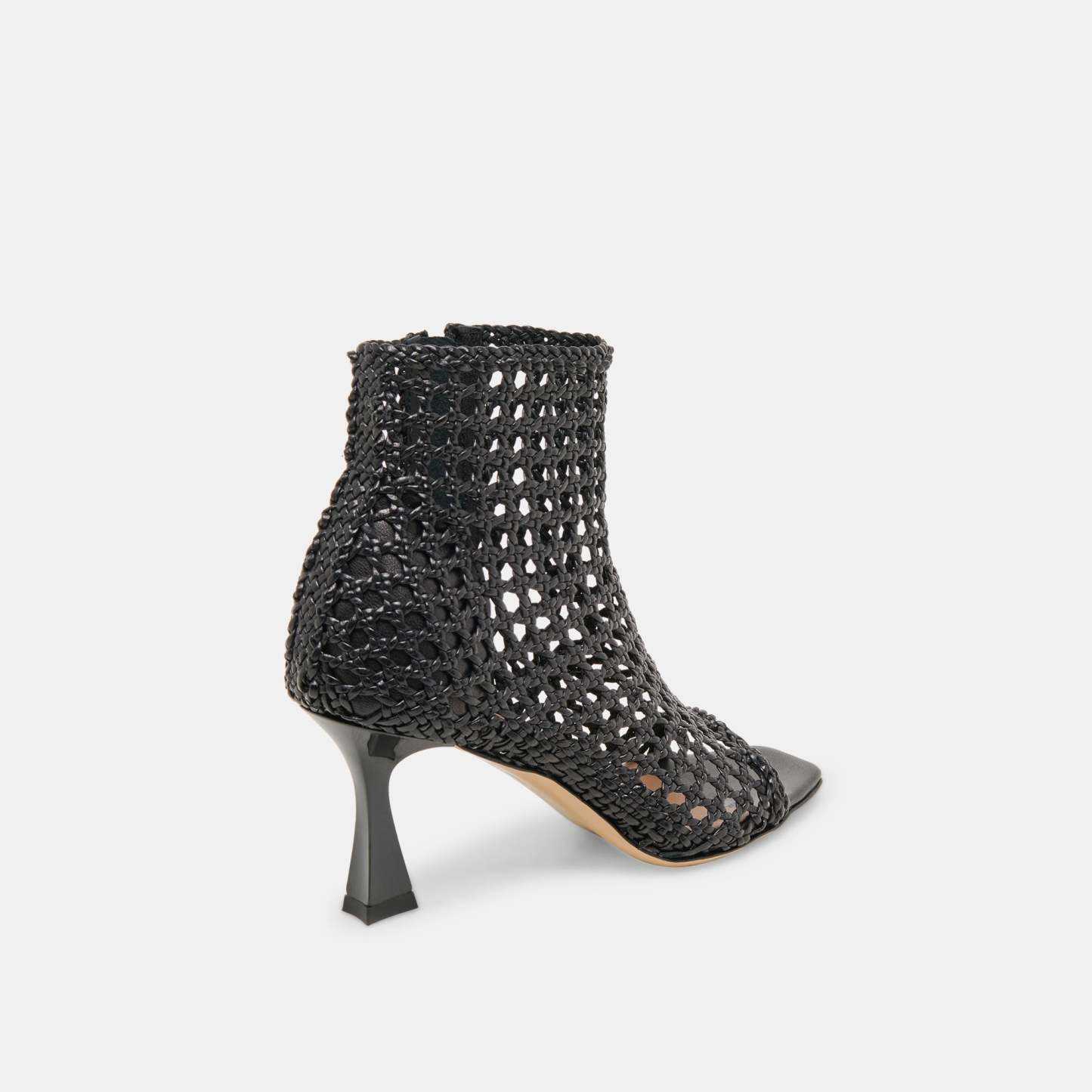 Quin Heels Black Woven Leather