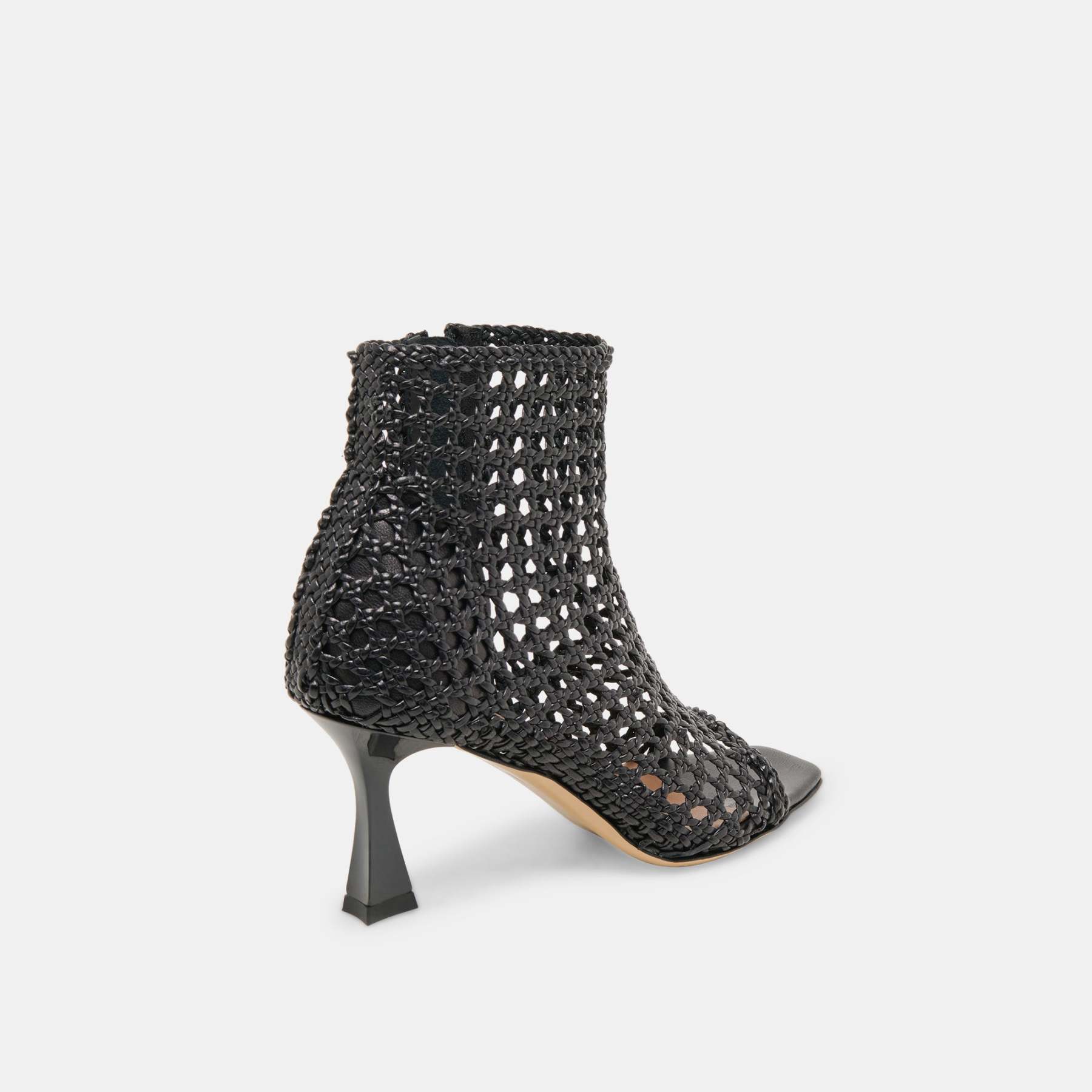 Quin Heels Black Woven Leather