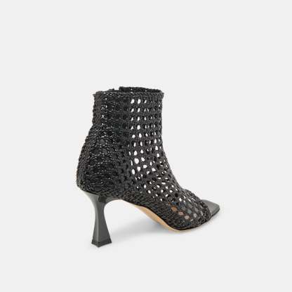Quin Heels Black Woven Leather