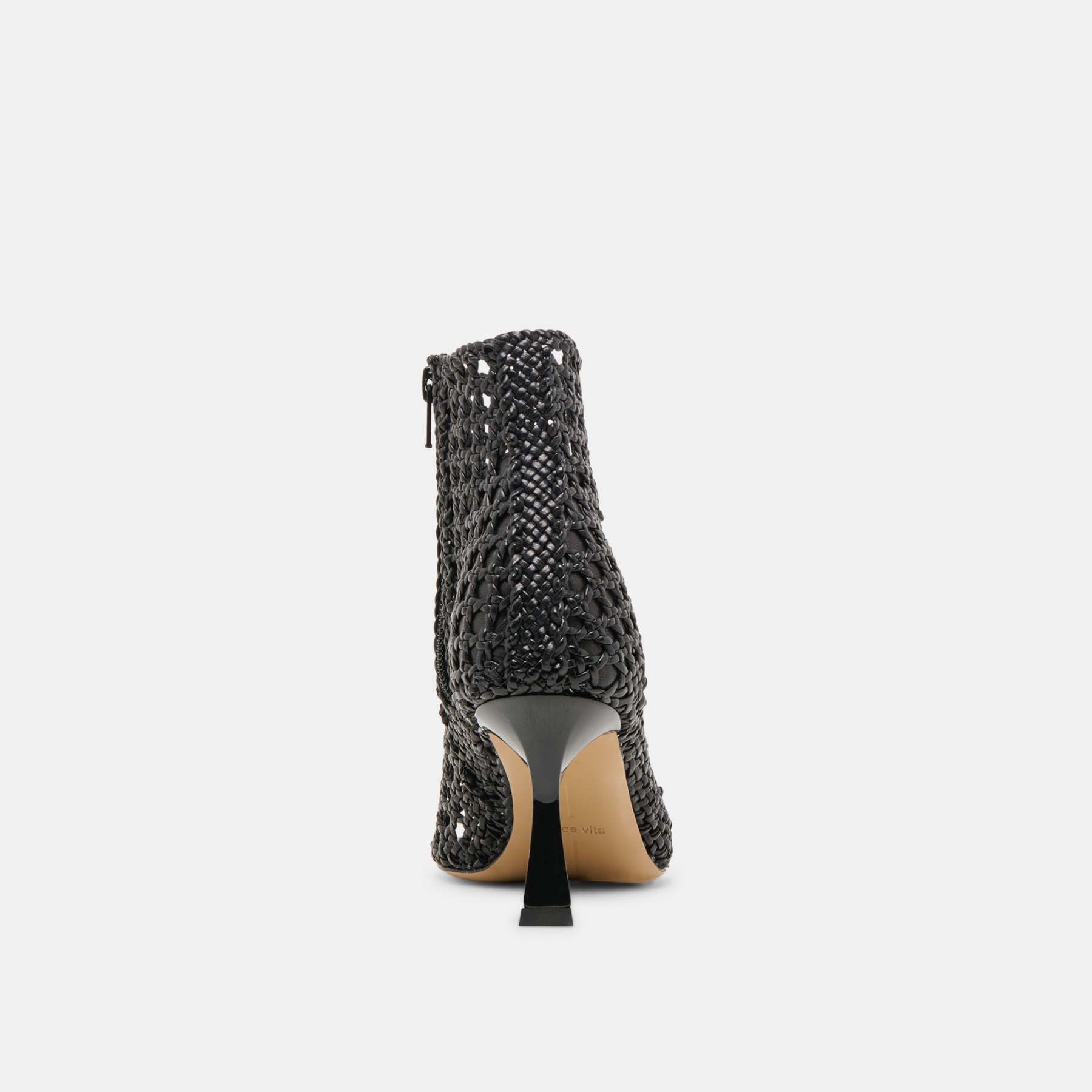 Quin Heels Black Woven Leather