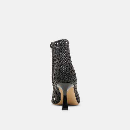 Quin Heels Black Woven Leather