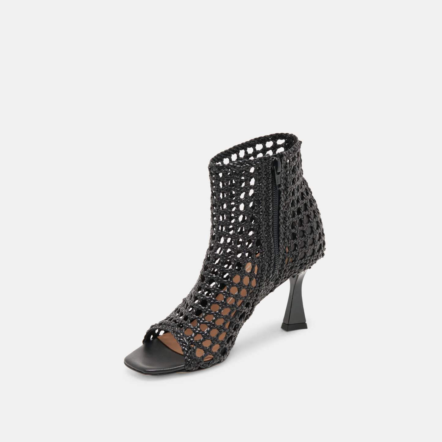 Quin Heels Black Woven Leather