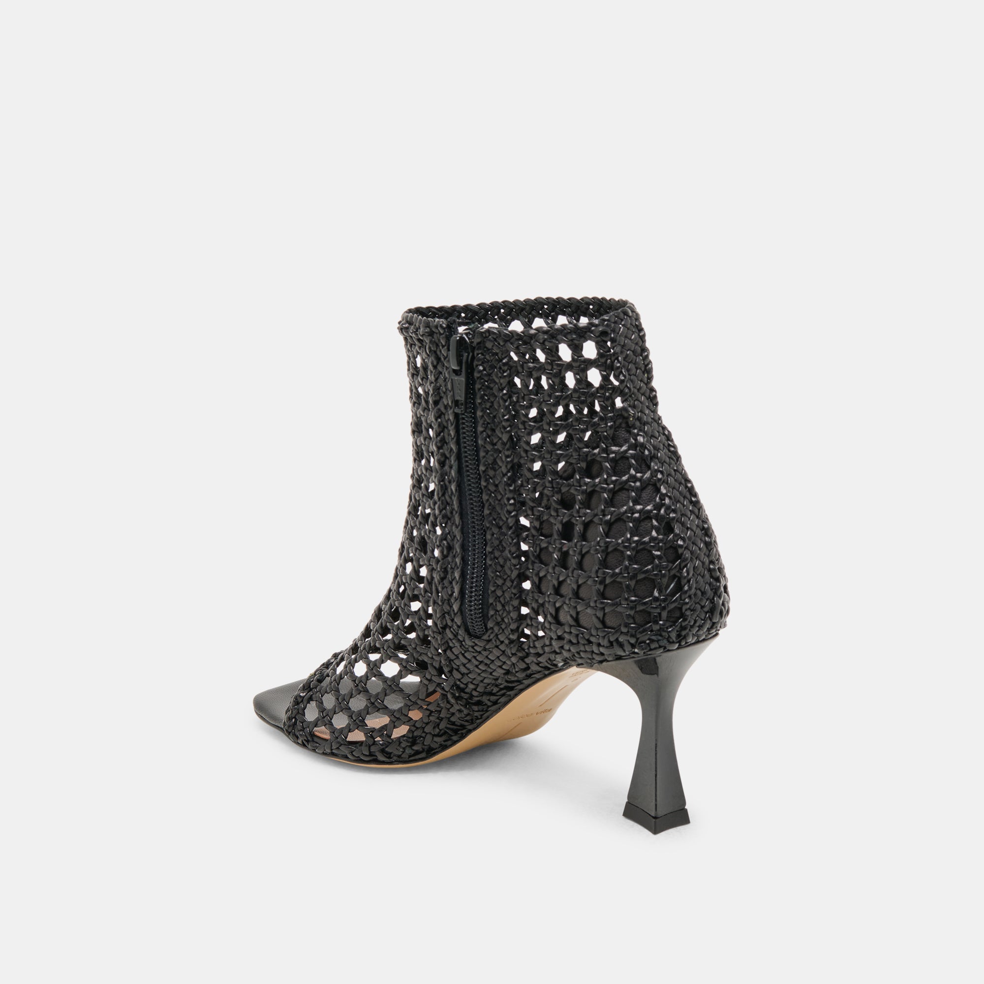 Quin Heels Black Woven Leather