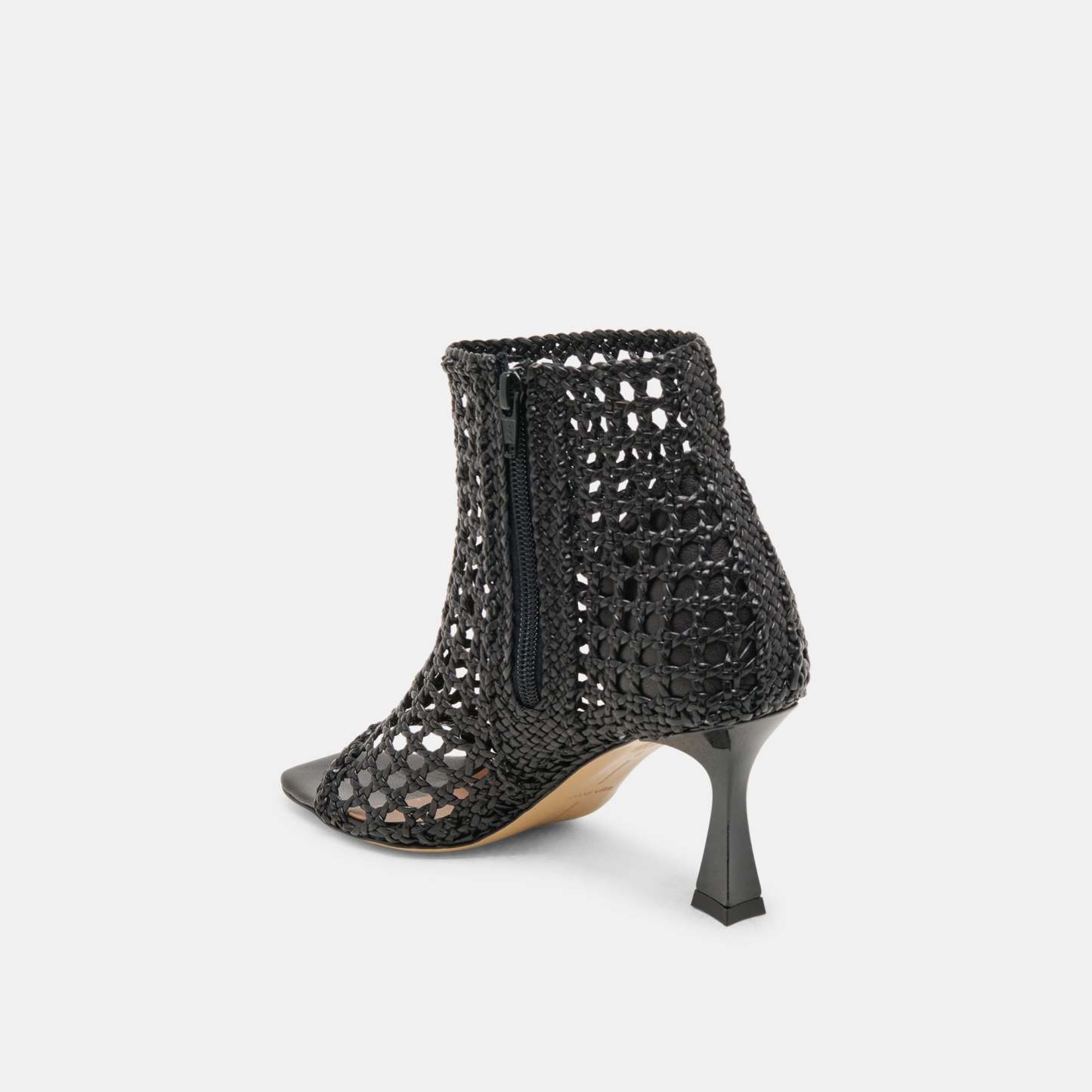 Quin Heels Black Woven Leather