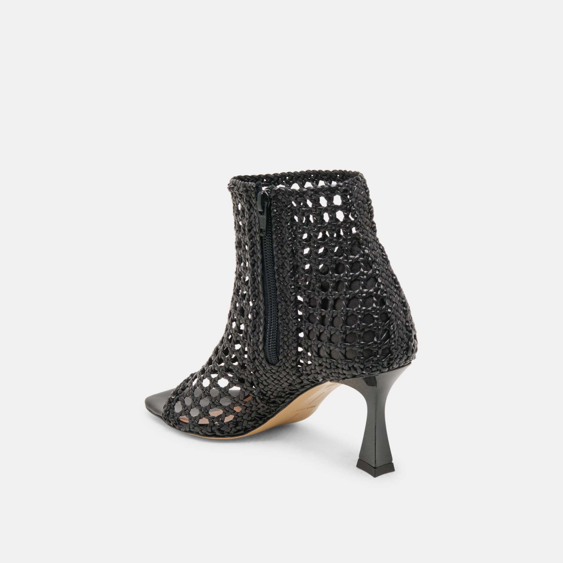 Quin Heels Black Woven Leather