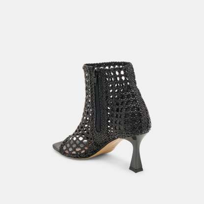 Quin Heels Black Woven Leather