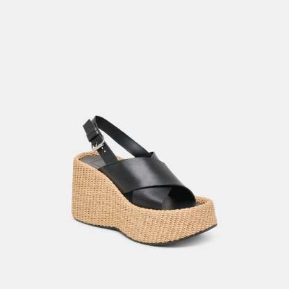 Skylar Wedges Black Leather