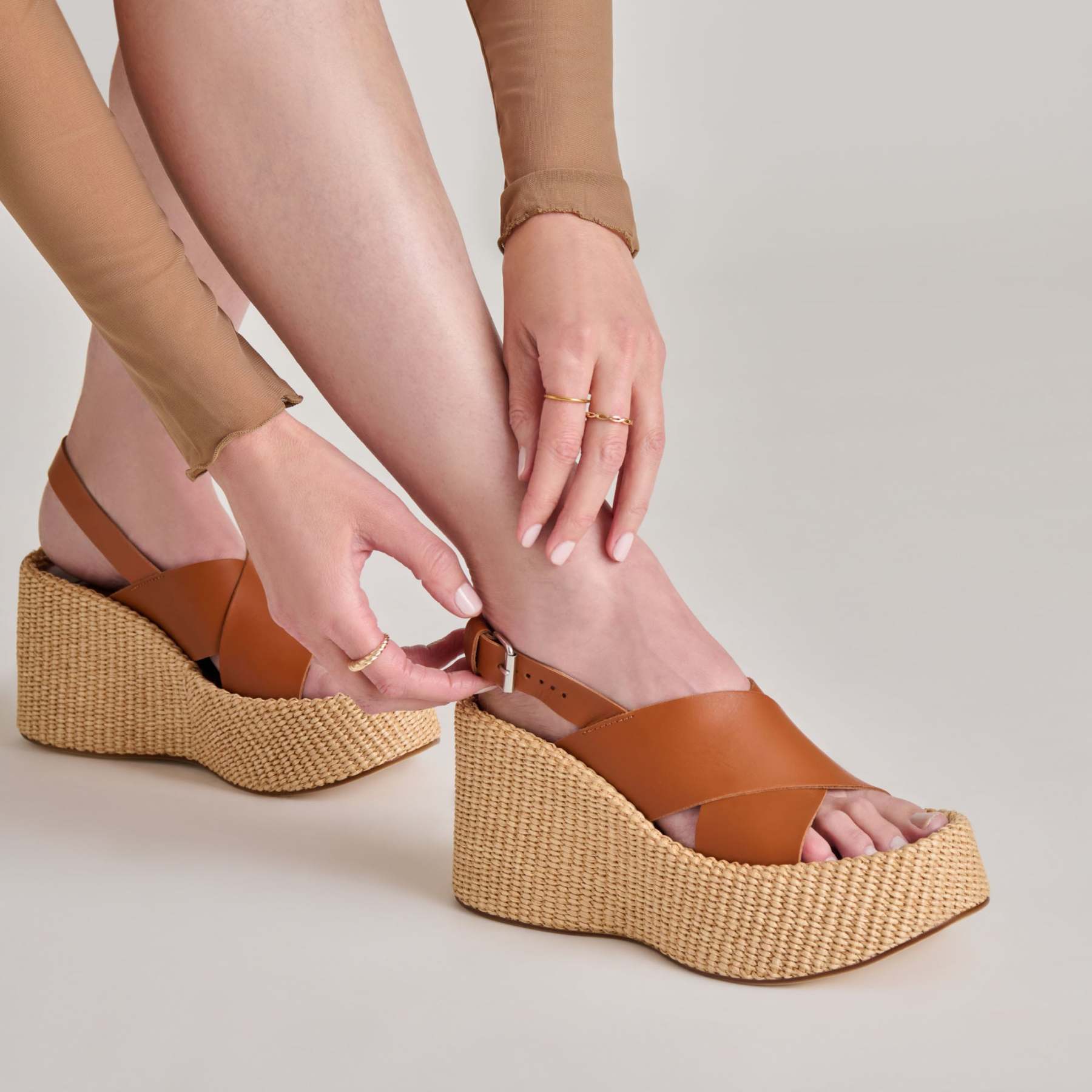 Skylar Wedges Brown Leather