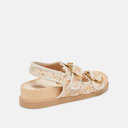 Starla Sandals Creme Floral Raffia