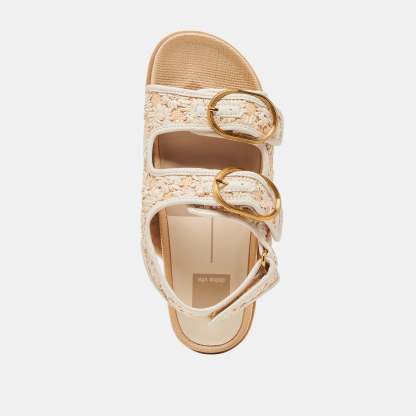 Starla Sandals Creme Floral Raffia