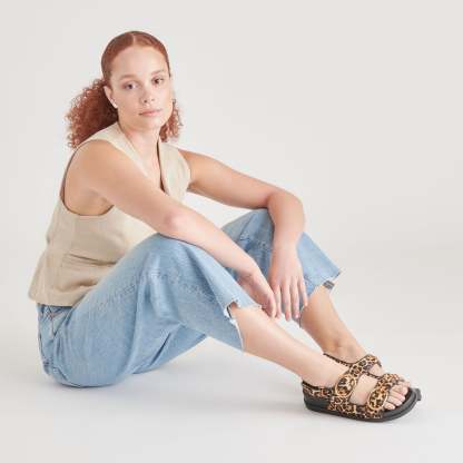 Starla Sandals Leopard Black Calf Hair