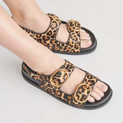Starla Sandals Leopard Black Calf Hair