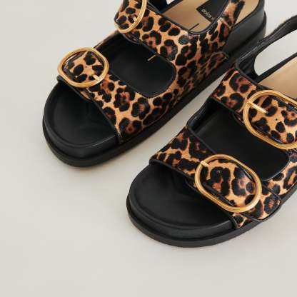 Starla Sandals Leopard Black Calf Hair