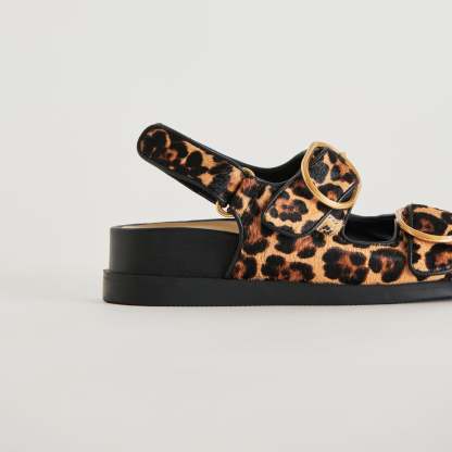 Starla Sandals Leopard Black Calf Hair
