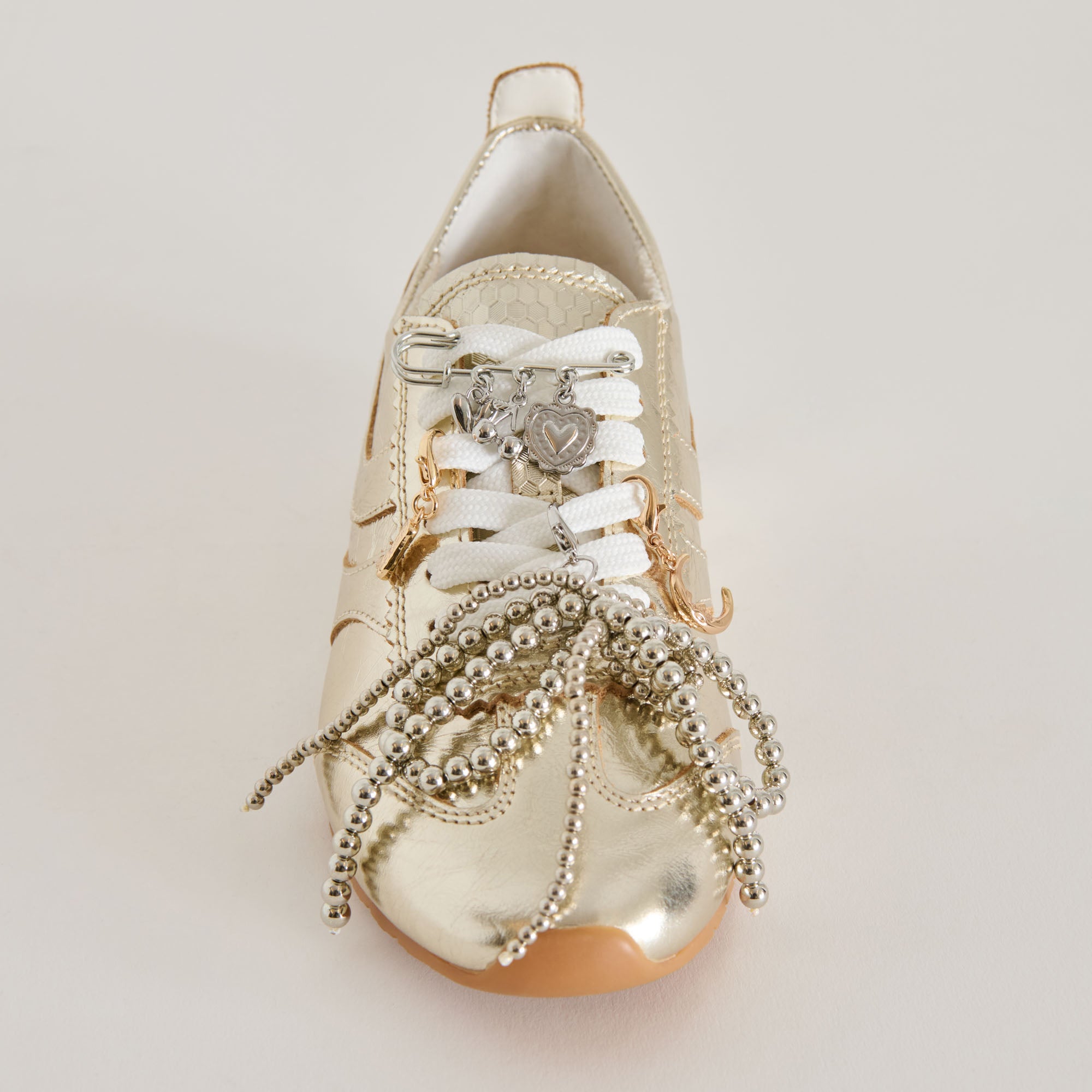 Delany Sneakers Light Gold + Pin Charm Bundle