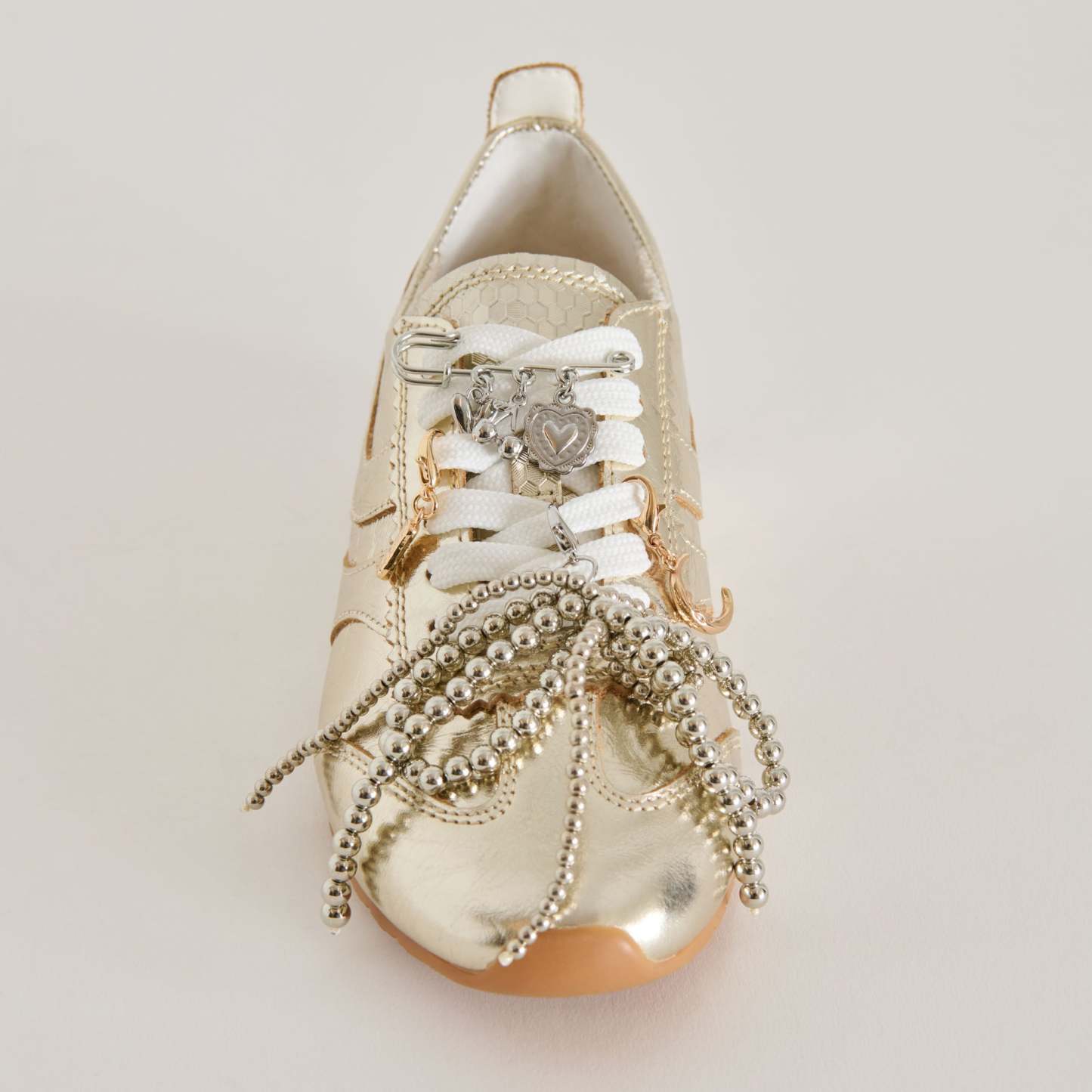 Delany Sneakers Light Gold + Pin Charm Bundle