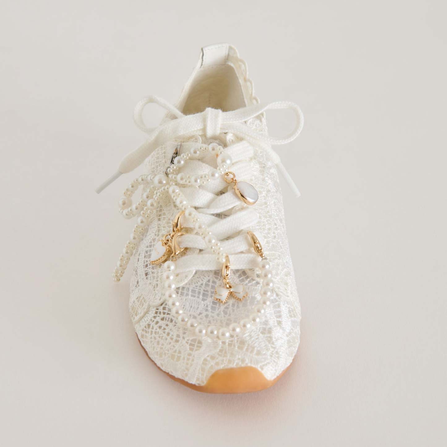 Dayana Sneakers White Lace + Pearl Charm Bundle