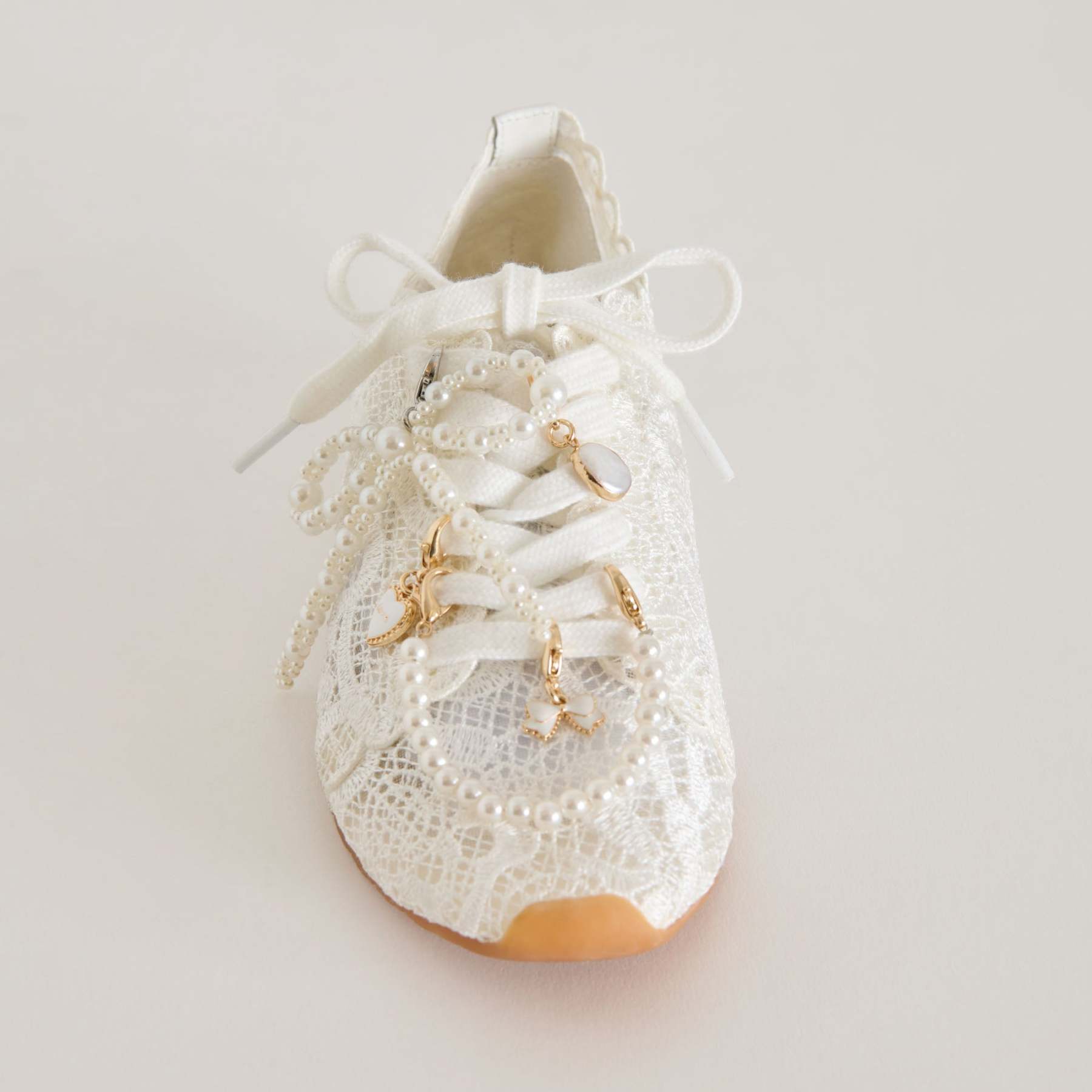 Dayana Sneakers White Lace + Pearl Charm Bundle