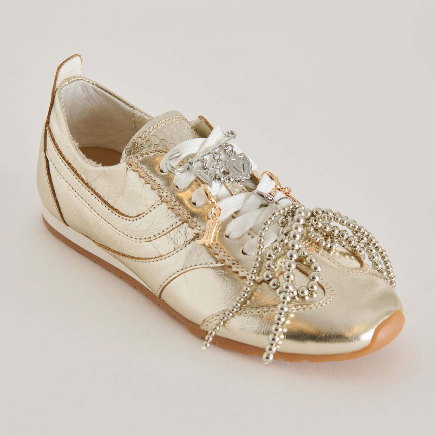 Delany Sneakers Light Gold + Pin Charm Bundle