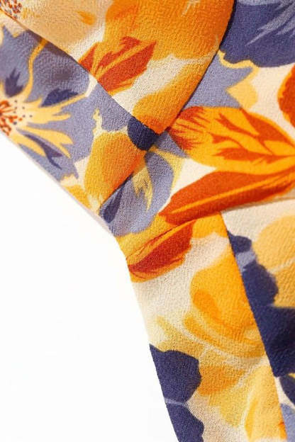 Vacation Irregular Neck Tied Up Cami A-line Floral Print High Slit Midi Dresses