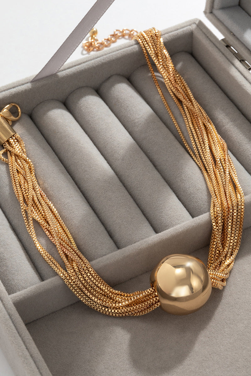 Mental Ball Tiered Chain Punk Necklace Bracelet