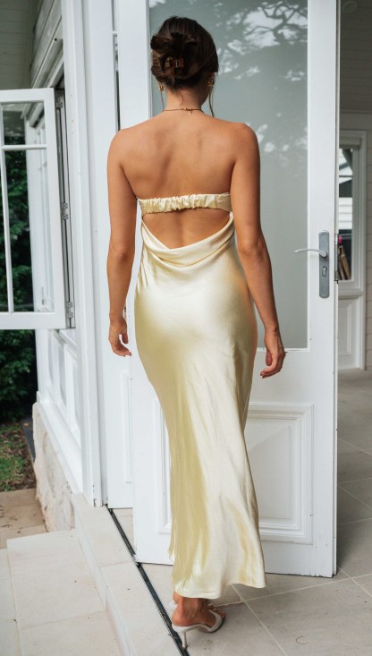 Half Open Back Sleeveless Silky Maxi Dress