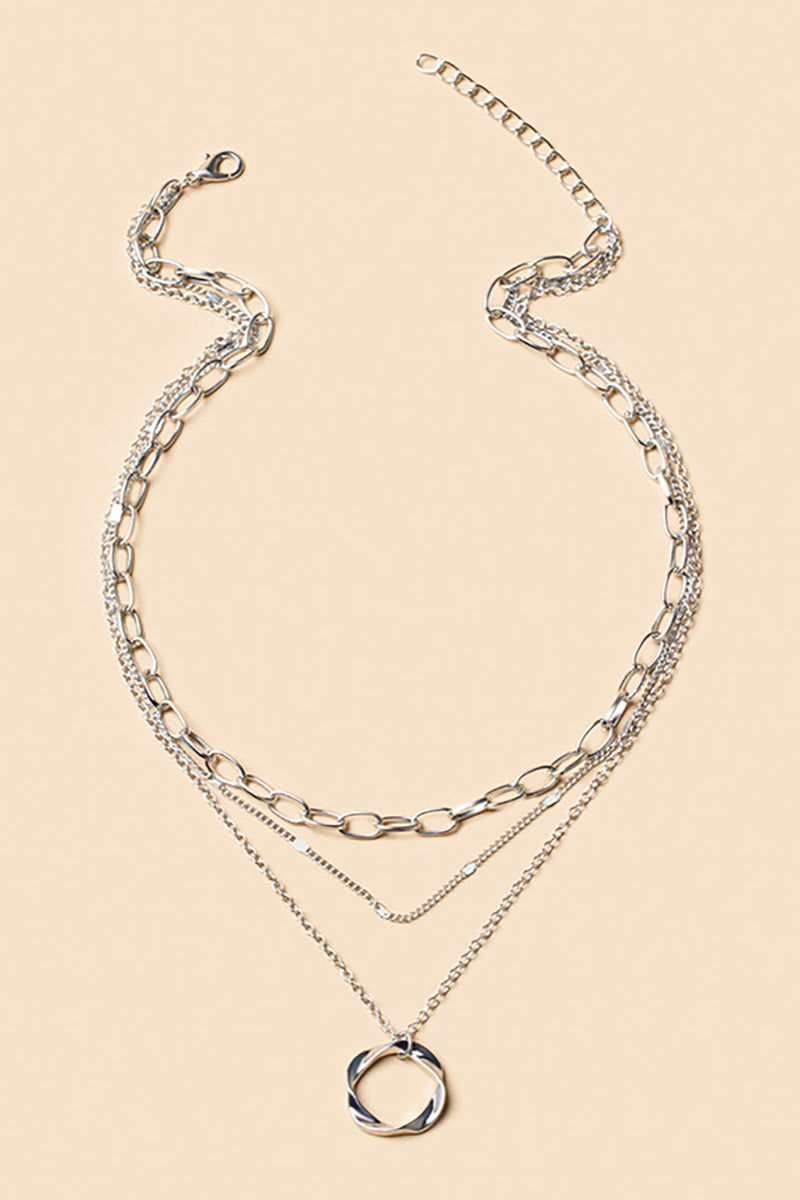 Mobius Strip Pendants Alloy Layered Necklace-Gold