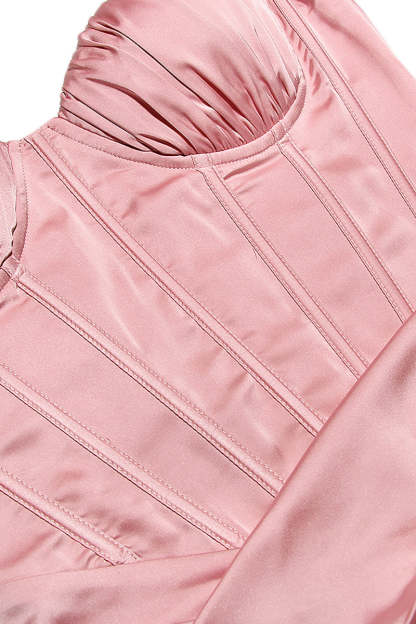 White Cami V Neck Ruched Corset Wrapped Pleated Bodycon Satin Evening Gown Midi Dresses