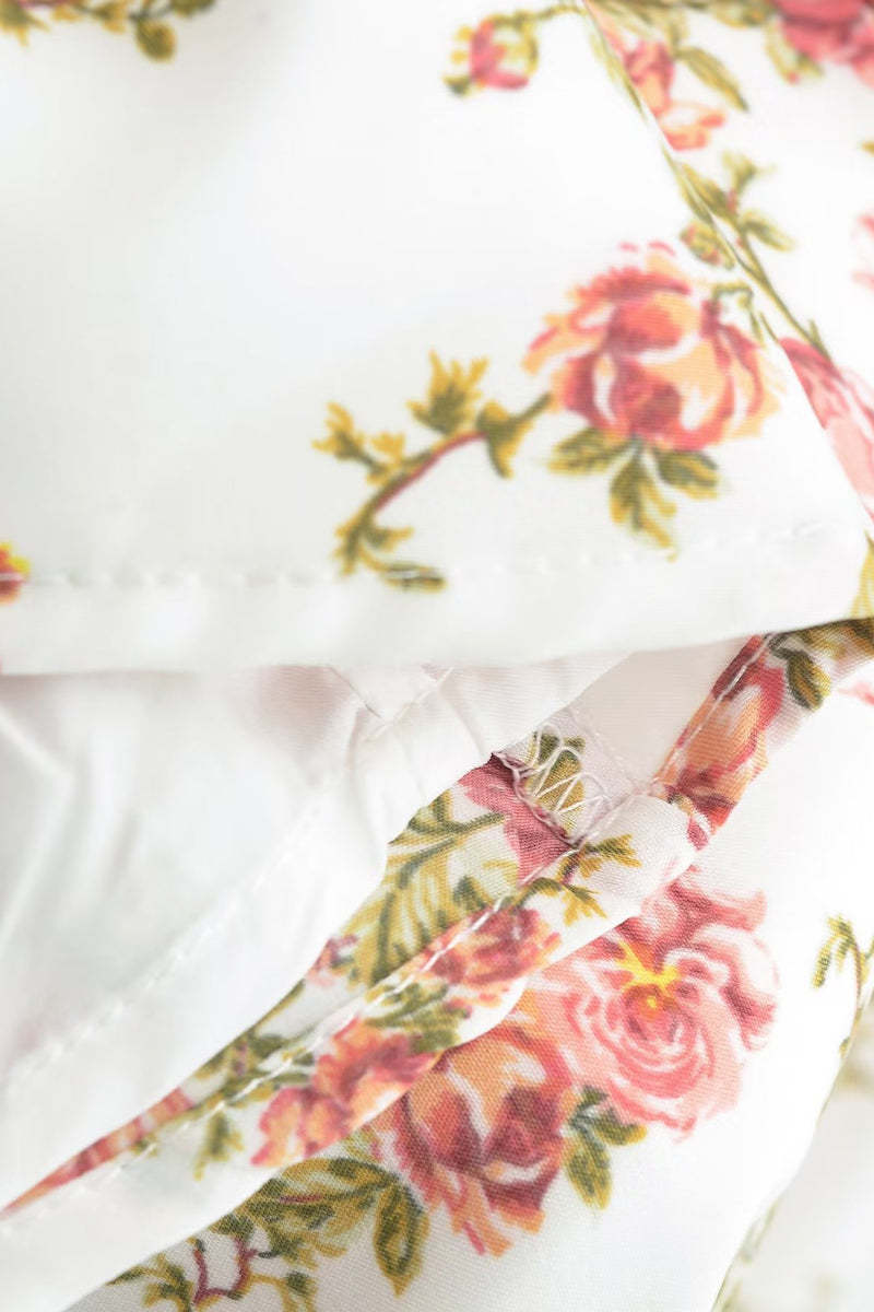 Tied Up Lace Up Floral Print Slit A-Line Vacation Slip Midi Dress