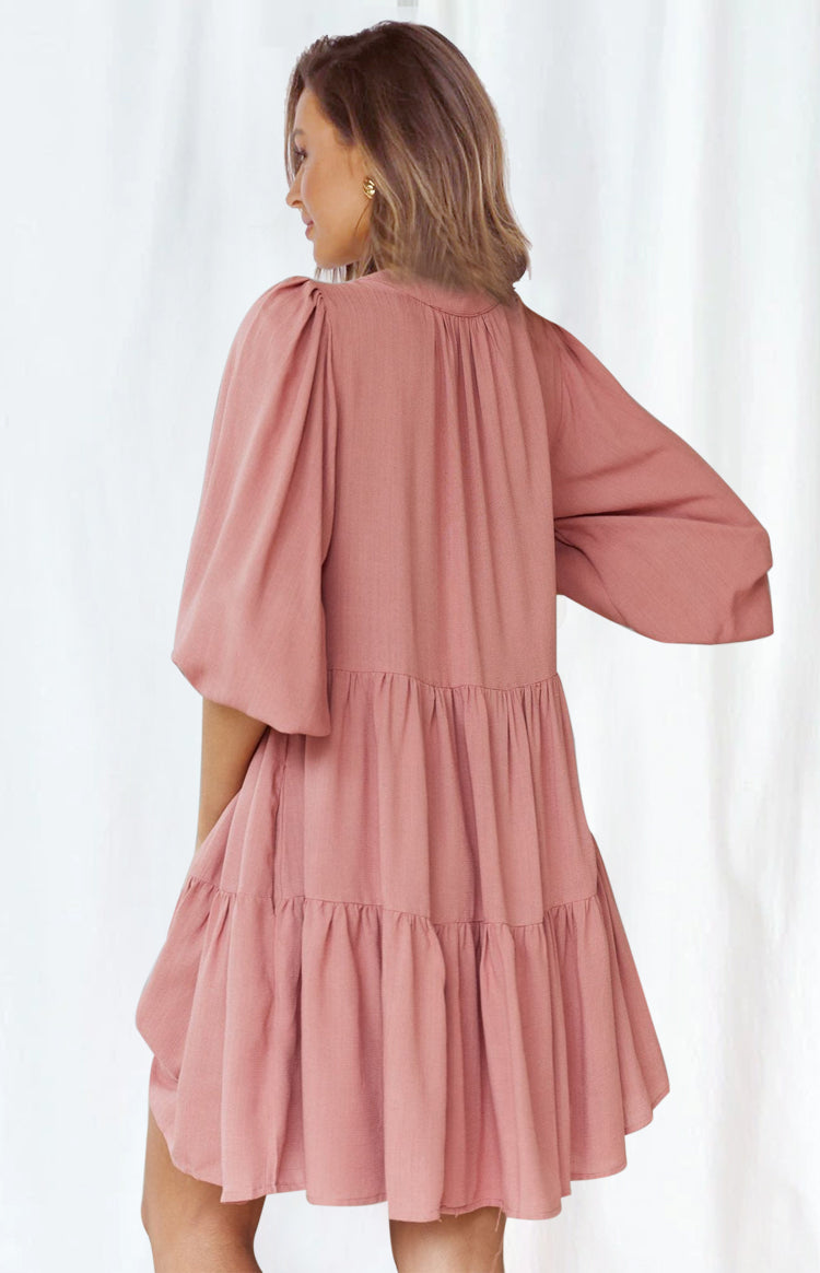 Relaxed Fit Flowy Ｍini Dress