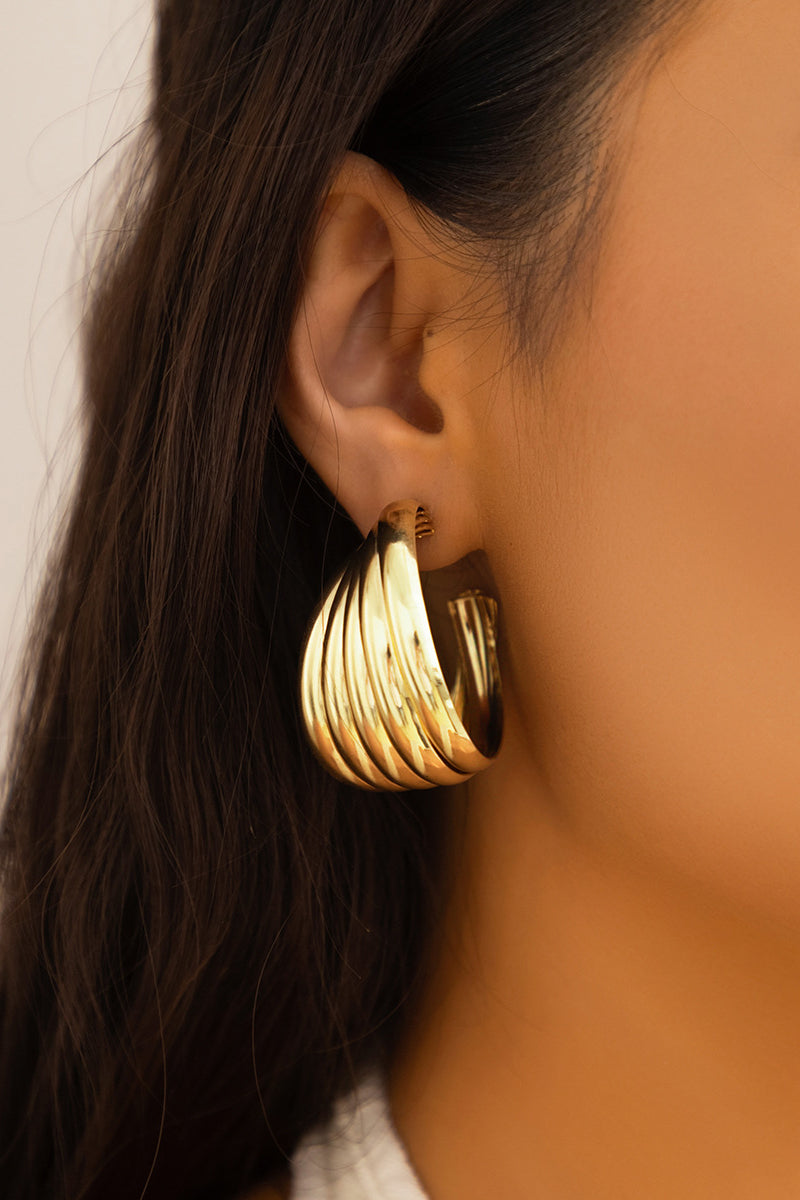 Tiered Circle Metallic Casual Alloy Hoop Earrings