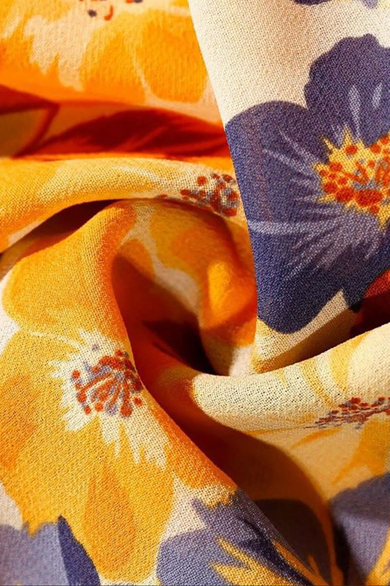 Vacation Irregular Neck Tied Up Cami A-line Floral Print High Slit Midi Dresses