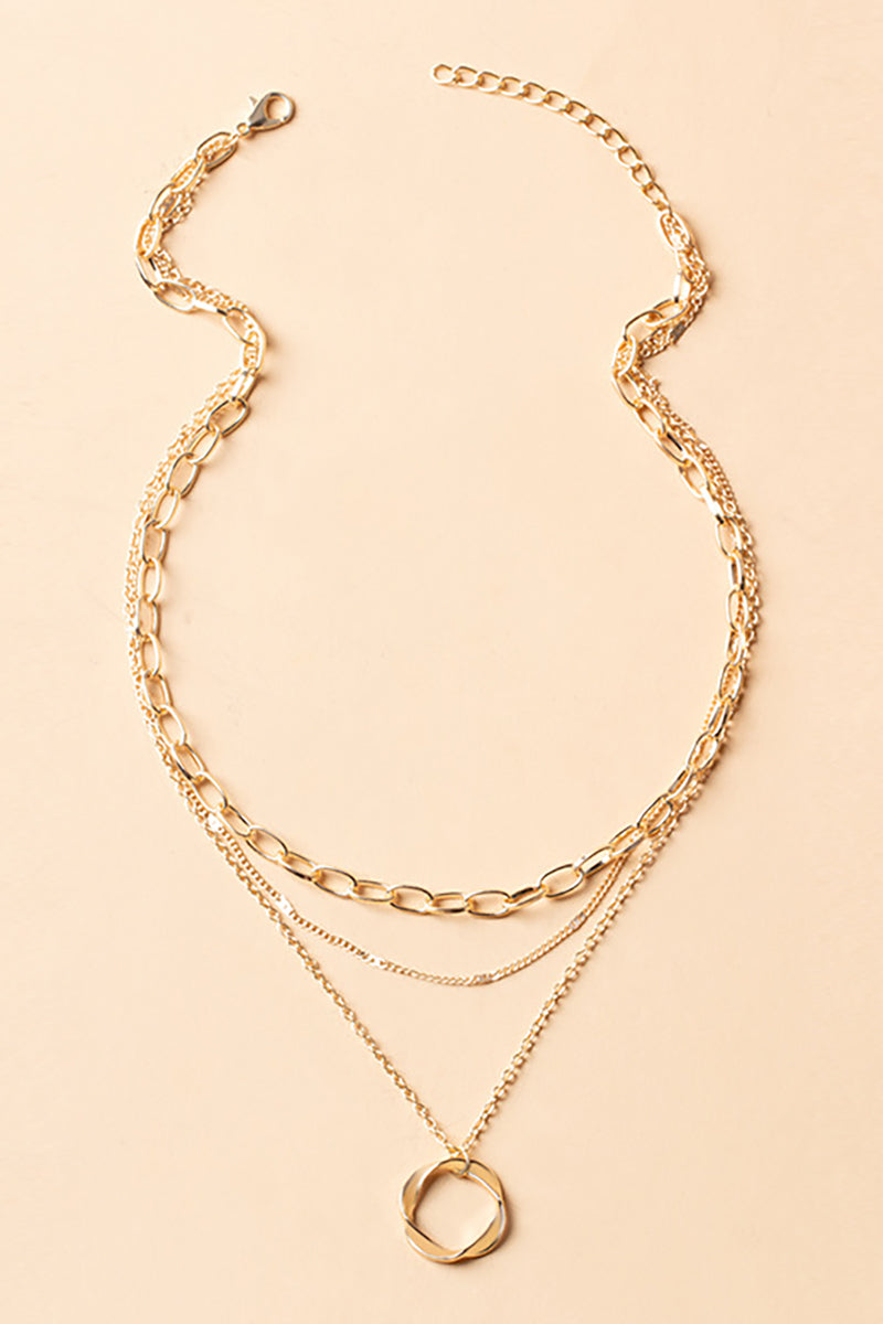 Mobius Strip Pendants Alloy Layered Necklace-Gold