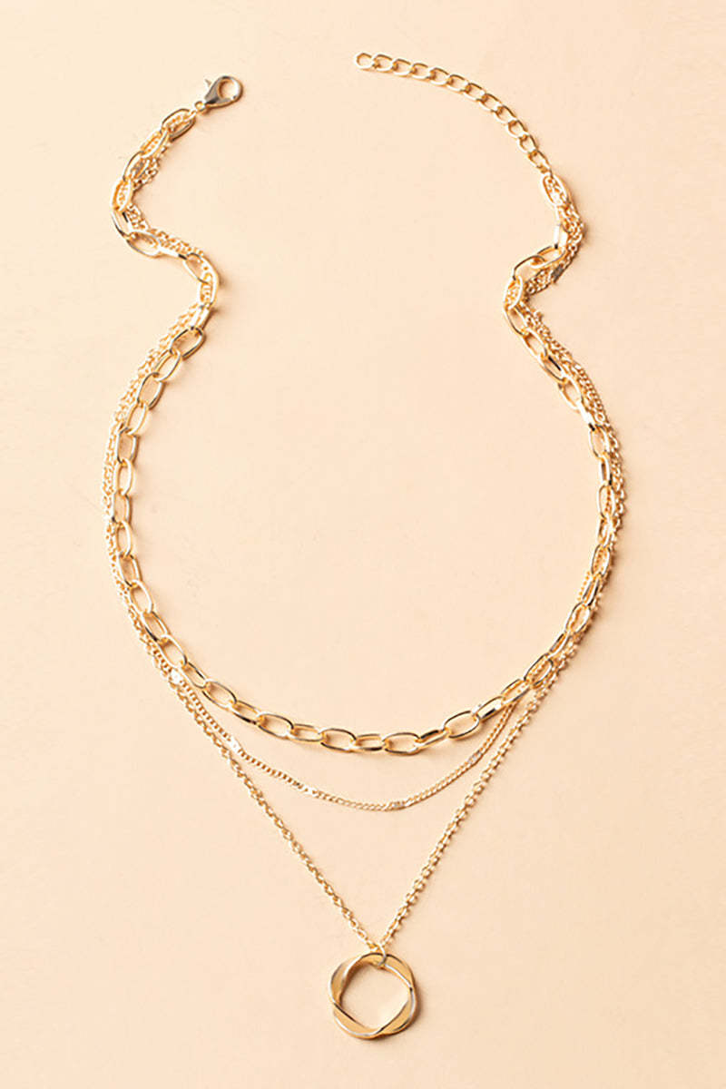 Mobius Strip Pendants Alloy Layered Necklace-Gold