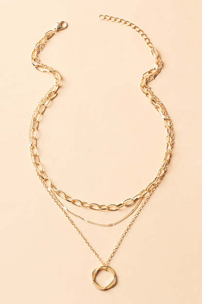 Mobius Strip Pendants Alloy Layered Necklace-Gold
