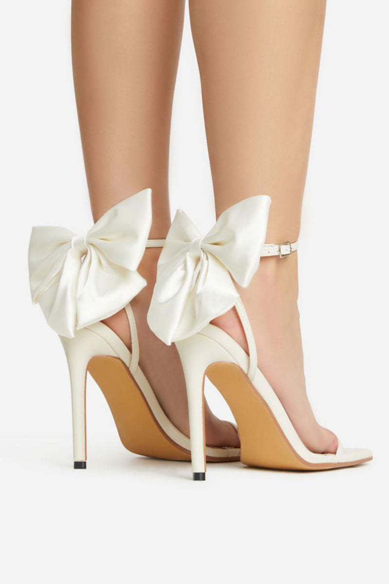 PU Leather Bow Decor Buckle High Heel Party Sandals
