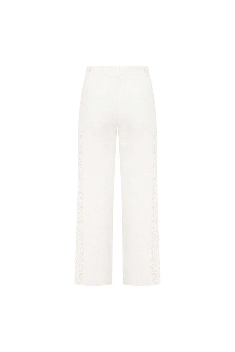 Crochet Panel Peplum Cami Top Wide Leg Pants 2pcs Set-White Pre Order