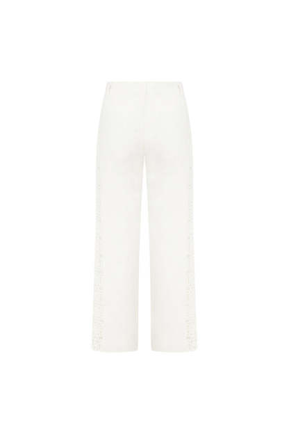 Crochet Panel Peplum Cami Top Wide Leg Pants 2pcs Set-White Pre Order