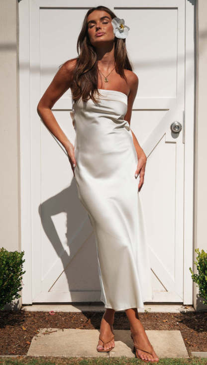 Half Open Back Sleeveless Silky Maxi Dress