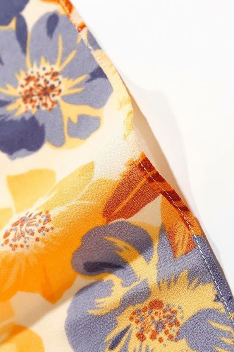 Vacation Irregular Neck Tied Up Cami A-line Floral Print High Slit Midi Dresses