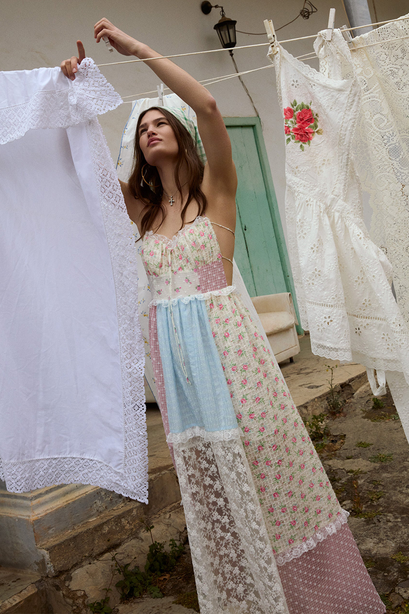 Mixed Prints Patchworks Halter Open Back Maxi Dresses-Pink Pre Order