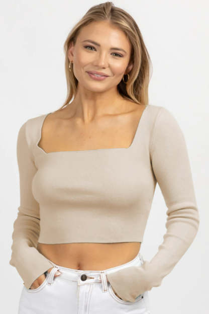 Square Neck Back Lace Up Tied Slim Top